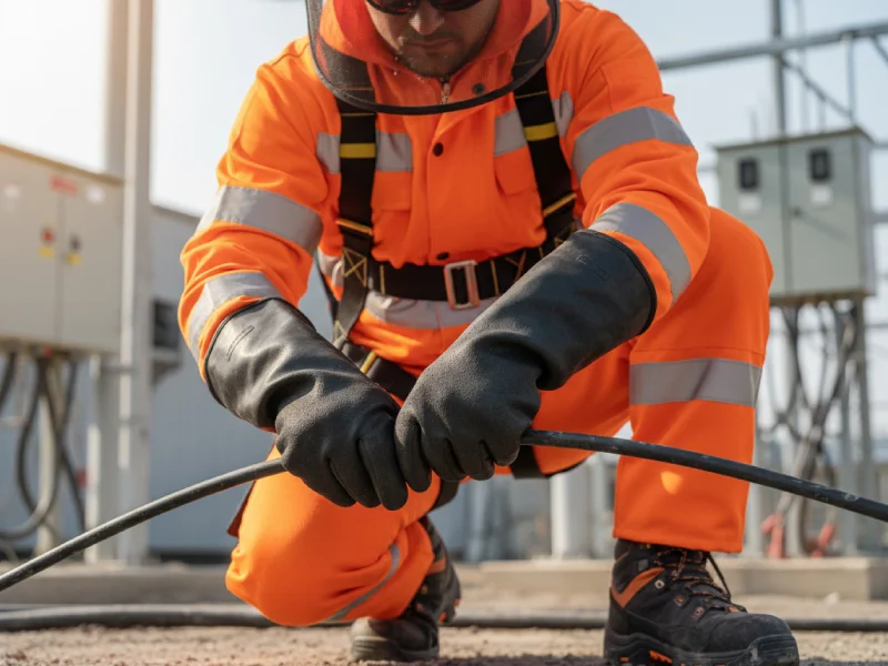 Trabajador usando guantes dieléctricos guía 2026