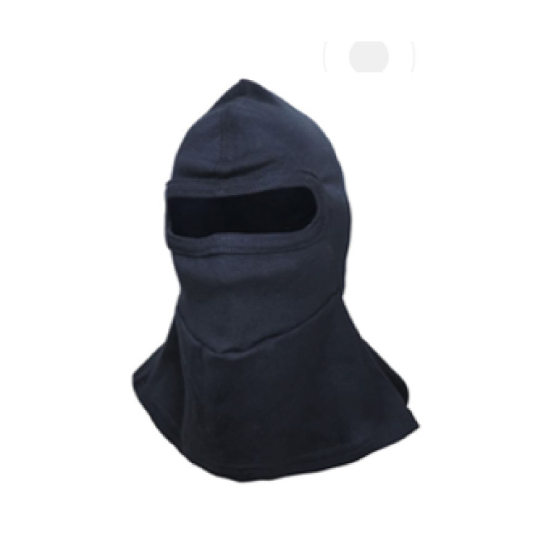 Balaclava de protección ignífuga en color oscuro que cubre cabeza y cuello para trabajos de alto riesgo
